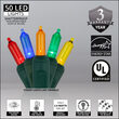 50 T5 Multi Color LED Christmas Tree Lights Green Wire, 6" Spacing