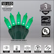 50 T5 Green LED Christmas Tree Lights Green Wire, 6" Spacing