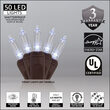 50 T5 Cool White LED Christmas Tree Lights Brown Wire, 6" Spacing