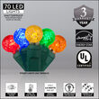 G12 Razzberry Multi Color LED Christmas Lights on Green Wire