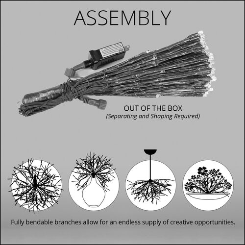24" Brown Starburst Lighted Branches, Warm White LED, Twinkle