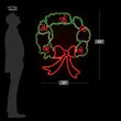 44" Large Christmas Wreath Motif, Red and Green Lights 