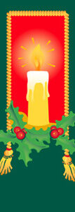 Candle with Holly Light Pole Banner