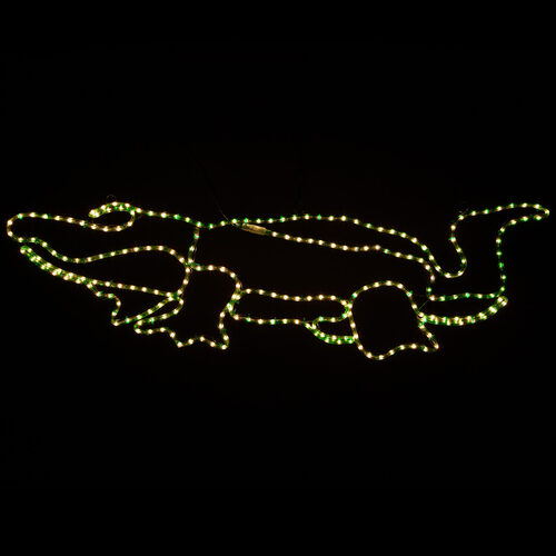 48" Alligator Rope Light Motif, Green Lights 