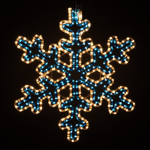 24" 30 Point Snowflake with Controller, Blue and Clear Lights 