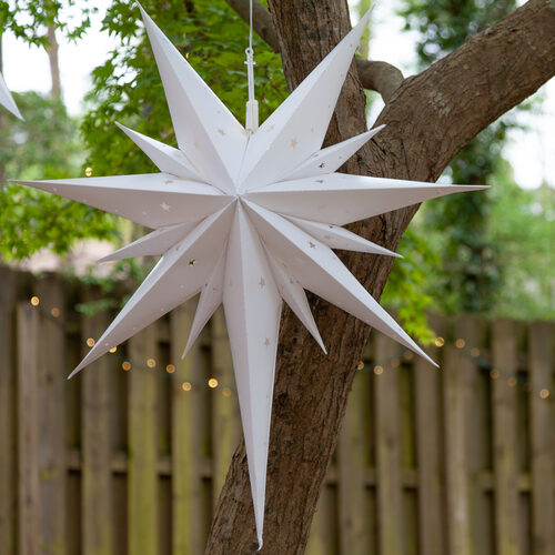 26" White Aurora Superstar TM Bethlehem Star Light, Fold-Flat, LED Lights, Outdoor Rated
