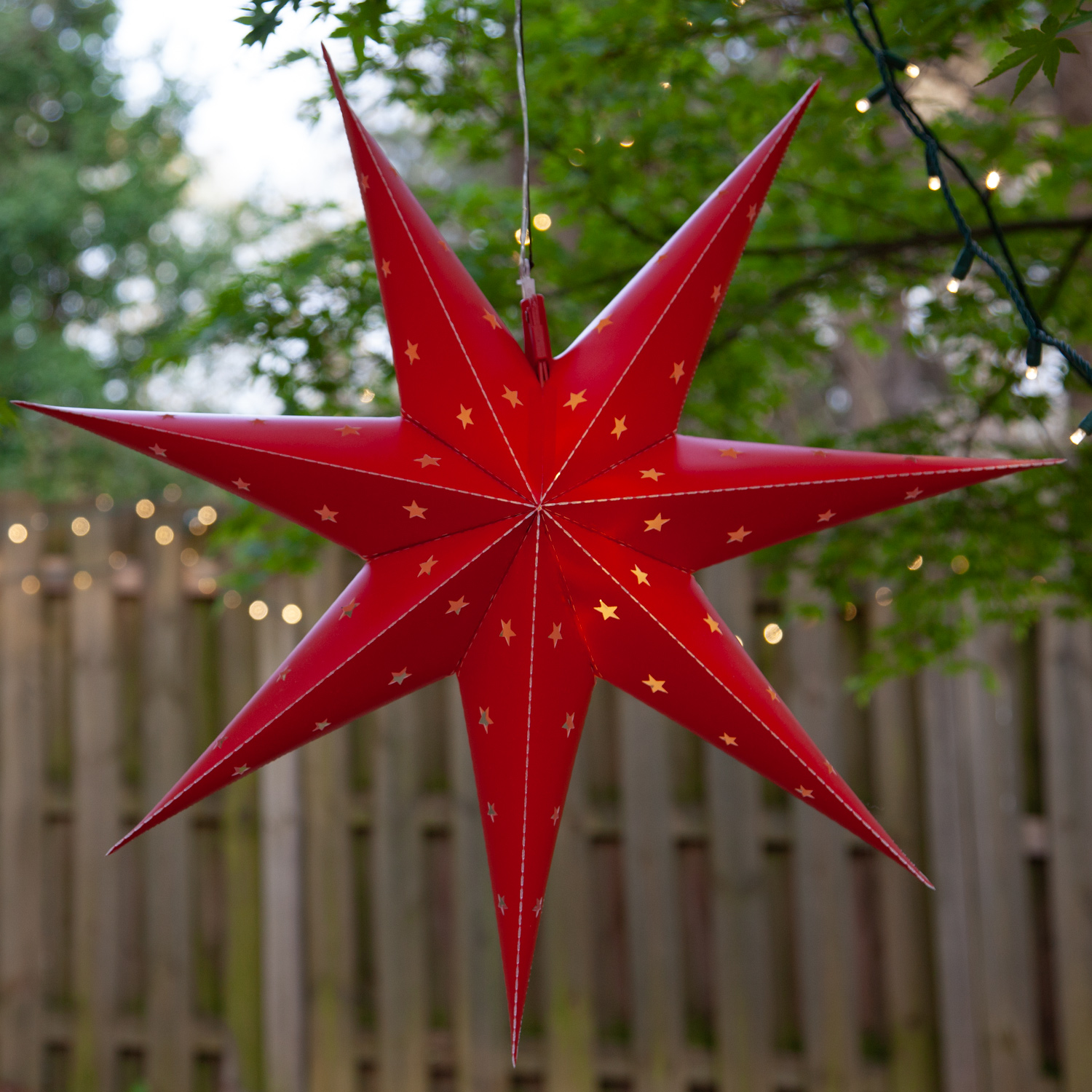 Red Aurora Superstar TM 7 Point Star Light, Fold-Flat, LED Lights 