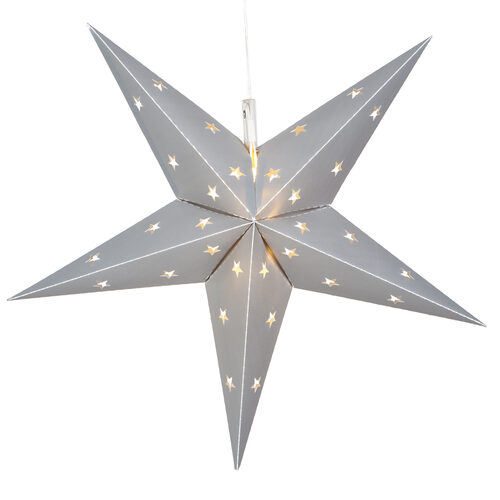 18" Silver Aurora Superstar TM 5 Point Star Light, Fold-Flat, LED Lights, Outdoor Rated