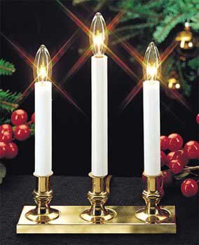 Multi-Function Triple Brass Base Candle with Light Sensor