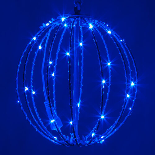 8" Blue LED Fairy Light Ball, Fold Flat Blue Frame
