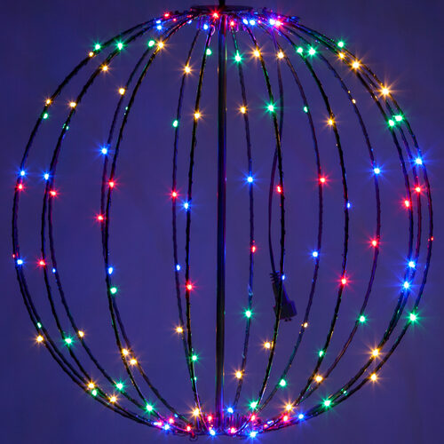 16" Multicolor LED Fairy Light Ball, Fold Flat Black Frame