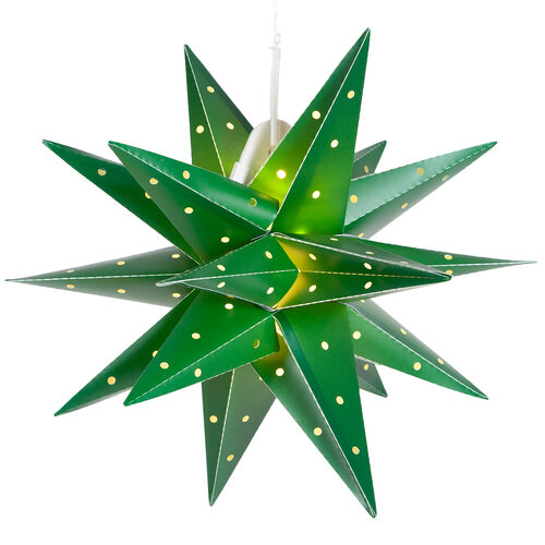 17" Green Aurora Superstar TM Moravian Star Light, Fold-Flat, LED Lights, Outdoor Rated