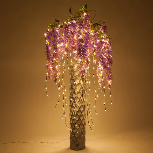 36" Silver Lighted Willow Falling Branches, Warm White LED, Twinkle