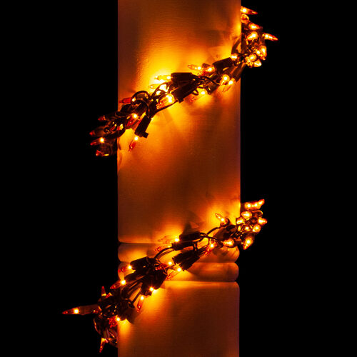 9' Garland Lights, 300 Amber Lamps, Black Wire