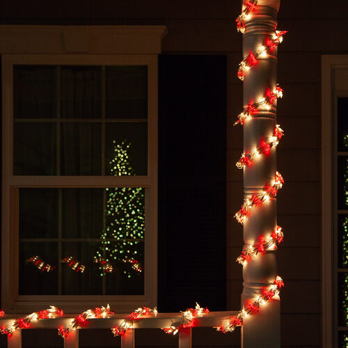 18' Garland Lights, 600 Red/Clear Lights, White Wire