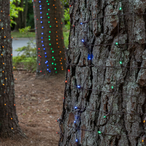 2' x 6' Multicolor 5mm LED Christmas Trunk Wrap Lights, 100 Lights on Brown Wire