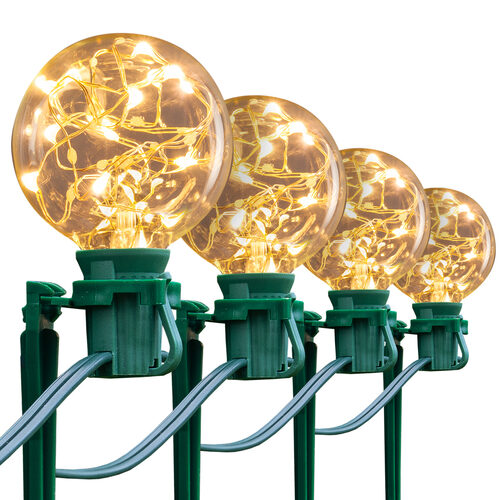 G50 Warm White LEDimagine TM Fairy Light Bulb Pathway Lights, 25 Lights, 7.5 Inch Stakes, 25'