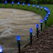 C7 Blue OptiCore Christmas LED Pathway Lights, 25 Lights, 4.5 Inch Stakes, 25'