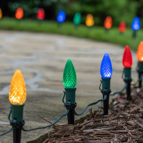 C9 Multicolor OptiCore Christmas LED Pathway Lights, 25 Lights, 4.5 Inch Stakes, 25'