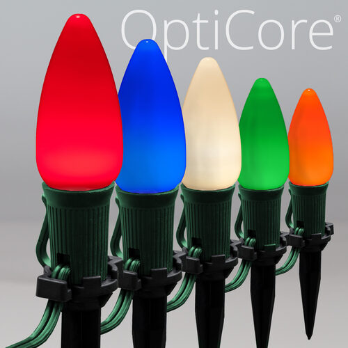 C9 Multicolor Smooth OptiCore Christmas LED Pathway Lights, 25 Lights, 4.5 Inch Stakes, 25'