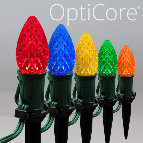 C7 Multicolor OptiCore Christmas LED Pathway Lights, 25 Lights, 4.5 Inch Stakes, 25'
