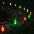 C9 Green / Red OptiCore Christmas LED Pathway Lights, 50 Lights, 4.5 Inch Stakes, 50'
