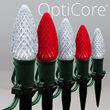 C9 Cool White / Red OptiCore Christmas LED Pathway Lights, 50 Lights, 4.5 Inch Stakes, 50'