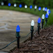 C7 Blue / Cool White OptiCore Christmas LED Pathway Lights, 50 Lights, 4.5 Inch Stakes, 50'