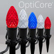 C7 Red / White / Blue OptiCore Patriotic LED Pathway Lights, 75 Lights, 4.5 Inch Stakes, 75'