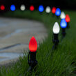 C7 Red / White / Blue Smooth OptiCore Patriotic LED Pathway Lights, 75 Lights, 4.5 Inch Stakes, 75'