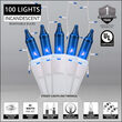 100 Blue Mini Icicle Lights on White Wire