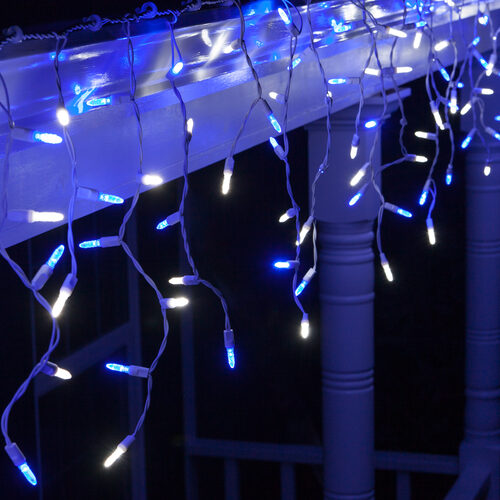 Blue White M5 Led Icicle Lights On White Wire Wintergreen Corporation Wintergreen Corporation