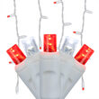 70 Cool White, Red 5mm LED Icicle Lights on White Wire