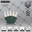 Commercial 4' x 6' Clear Mini Christmas Net Lights, 150 Lights on Green Wire