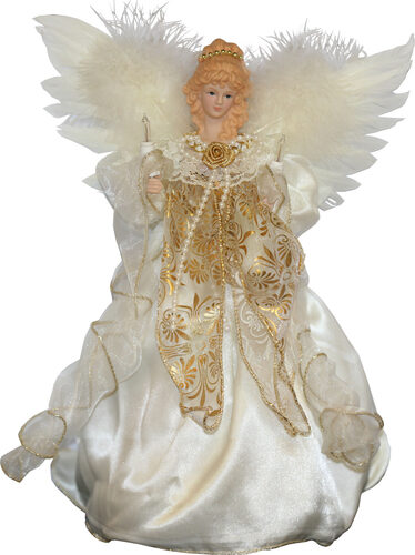 12" Ivory and Gold Angel Treetopper
