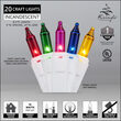 20 Multi Color Craft Lights, White Wire, 4" Spacing