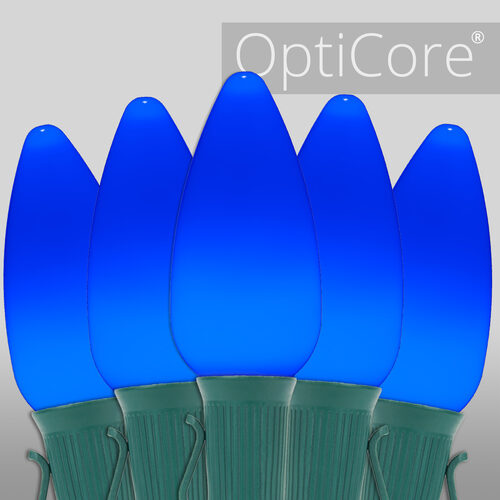 C9 Blue Smooth OptiCore Commercial LED Christmas Lights, 25 Lights, 25'
