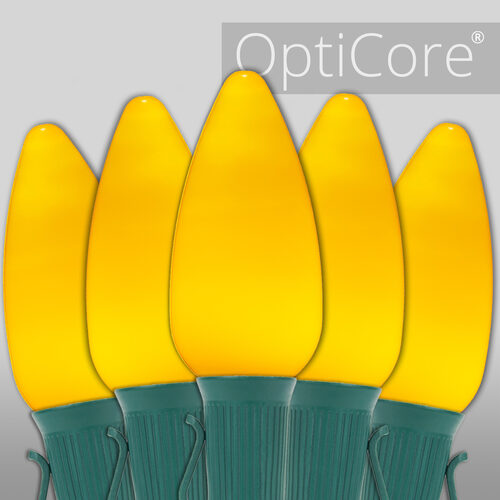 C9 Gold Smooth OptiCore Commercial LED Christmas Lights, 25 Lights, 25'