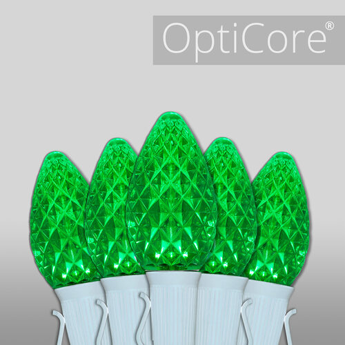 C7 Green OptiCore Commercial LED Christmas Lights, 25 Lights, 25'