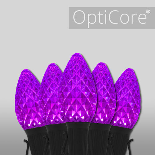 C7 Purple OptiCore Commercial LED Halloween Lights, 25 Lights, 25'