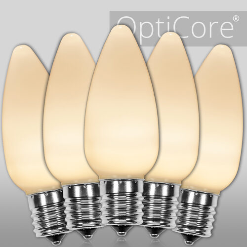 C9 Opaque Warm White OptiCore LED Bulbs