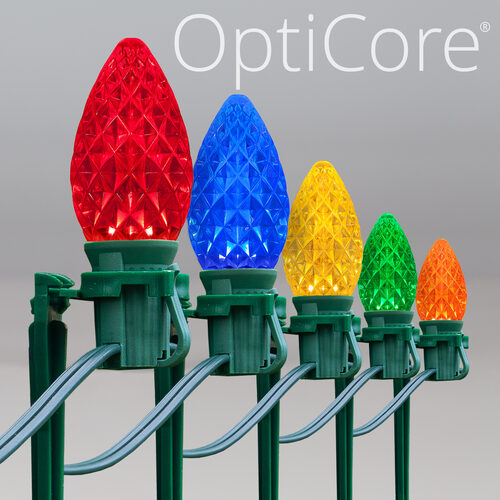 C7 Multicolor OptiCore Christmas LED Pathway Lights, 100 Lights, 7.5 Inch Stakes, 100'