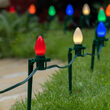 C7 Multicolor Smooth OptiCore Christmas LED Pathway Lights, 100 Lights, 7.5 Inch Stakes