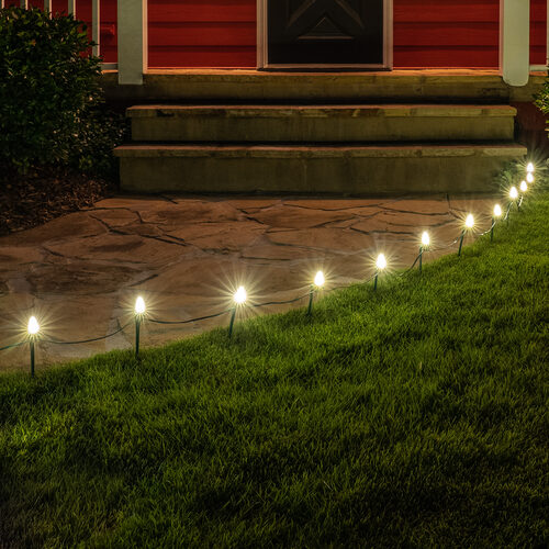 C7 Warm White OptiCore Christmas LED Pathway Lights, 100 Lights, 7.5 Inch Stakes, 100'