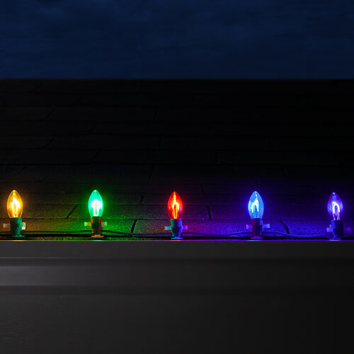 C9 Multicolor FlexFilament Shatterproof Vintage Commercial LED Christmas Lights, 15 Lights, 15'