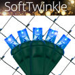 4' x 6' Blue SoftTwinkle 5mm LED Christmas Net Lights, 70 Lights on Green Wire