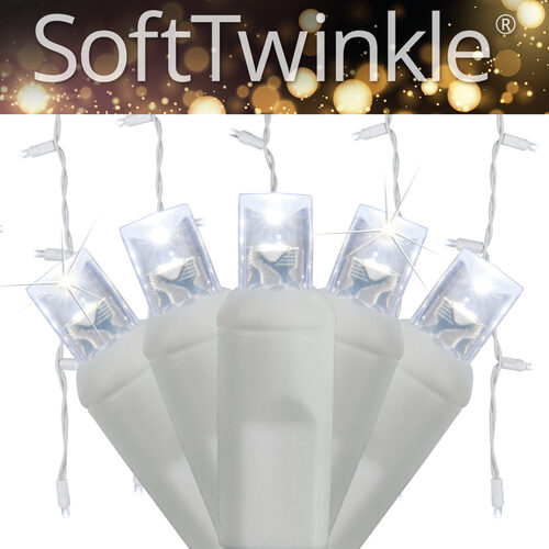 70 Cool White SoftTwinkle 5mm LED Icicle Lights on White Wire