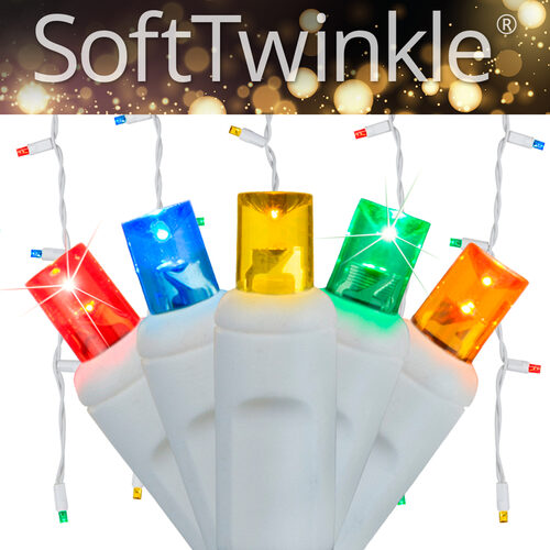 70 Multicolor SoftTwinkle 5mm LED Icicle Lights on White Wire