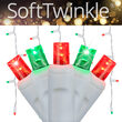 70 Green, Red SoftTwinkle 5mm LED Icicle Lights on White Wire