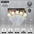 150 SoftTwinkle TM LED Curtain Lights, 66" Drops, 150 Warm White Lights, White Wire